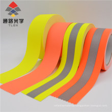 Fluorescent Orange Yellow with Reflective Silver Warning Stripes Tape for Fr Clothes Flame Retardant